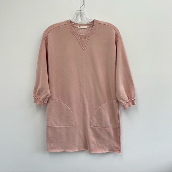 Marine Layer Crew Neck Jersey Knit 3/4 Sleeve Sweatshirt Dress Seashell Pink XS - Picture 4 of 8